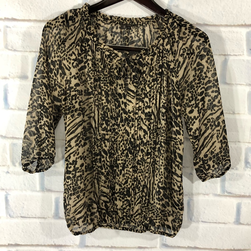 Express Black and Tan Animal Print Blouse. Size small.